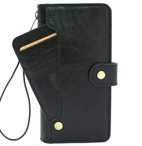 Genuine Black Leather Case for Samsung Galaxy Note 20 Ultra 5G book ID Window wallet handmade rubber holder cover Wireless charger Business DavisCase