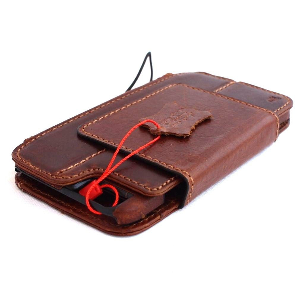 Handmade genuine leather iPhone 6s Plus case with detachable wallet cover, credit card slots, ID window, slim design.