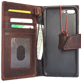 Véritable cuir véritable iPhone 7 plus étui magnétique couverture portefeuille porte-crédit livre de luxe fermeture de protection