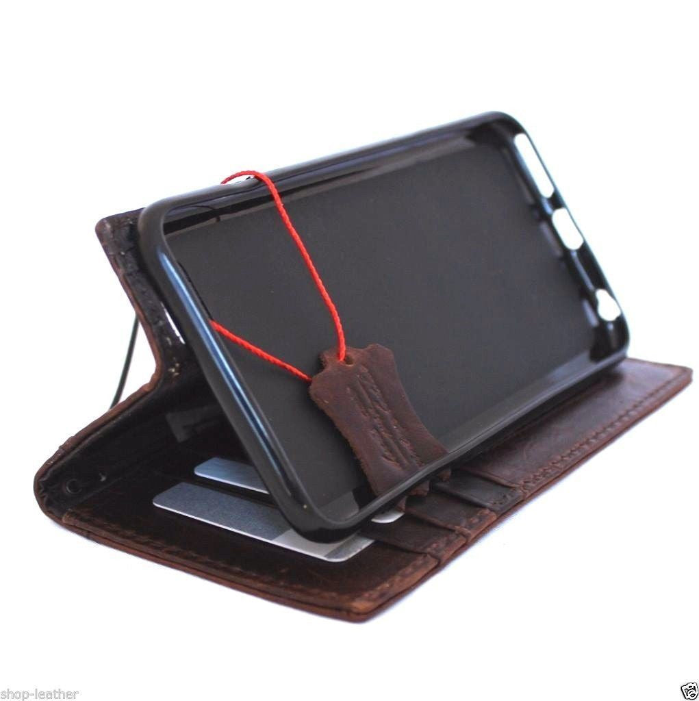 Handmade genuine Italian leather iPhone 6/6s Plus wallet case with flip cover, card slots, and slim business design by DAVISCASE.