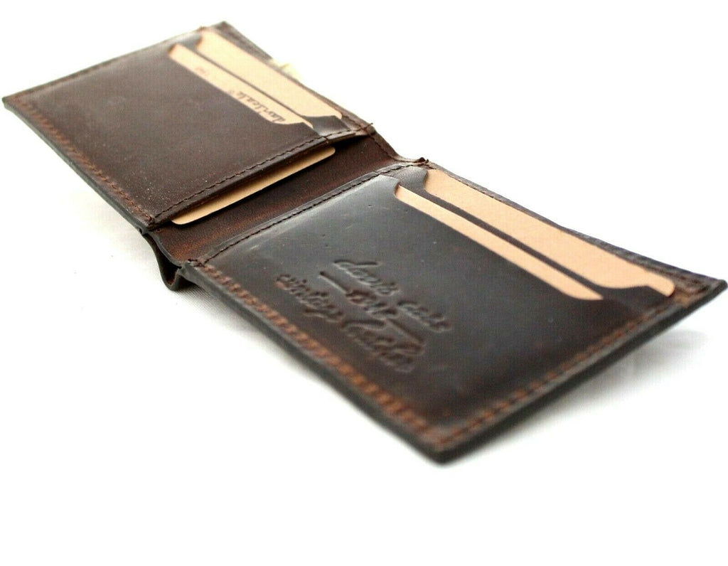 Genuine men's leather wallet by DAVISCASE with carved eagle motif, vintage design, holds credit cards and cash.