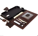 genuine Leather hard Cover for Samsung Galaxy Note Edge Case Wallet Phone skin Flim Clip brown magnet au daviscase