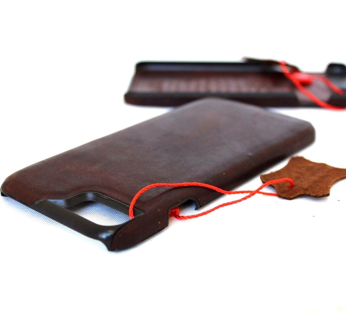 Vintage genuine leather iPhone 6 case with slim book-style holder, magnetic cover, handmade phone case in natural leather.