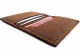 Men's Natural Soft Leather Credit Card Case 4 Slots 2 Slip Pockets Bi-fold Slim Mini wallet Classic Tan Daviscase
