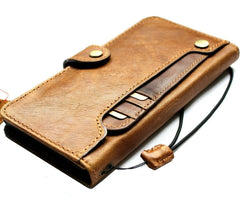 Genuine Leather For Apple iPhone 11 12 13 14 15 Pro Max 6 7 8 plus SE  XS Case Galaxy S22 S21 S20 Ultra s9 Note 8 9 10 20 21 A71 A52 A53 A52s A12 A31 a32 5G plus Wallet Book Vintage Style  Credit Cover Wireless Full Grain Davis luxury Art Mini Tan Oiled