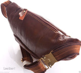 Echte weiche Leder-Hüfttasche für Herren, Retro-Design, brauner Reißverschluss, Daviscase