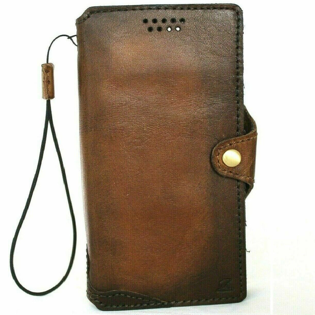 Genuine soft leather iPhone 12 Pro case by DAVISCASE with vintage look, credit card slots, slim design, full grain leather, handmade.