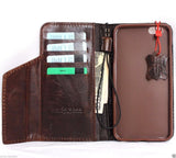 Étui en cuir véritable vintage pour apple iphone 6 plus, portefeuille avec couverture magnétique, fentes pour cartes marron, slim 6s daviscase