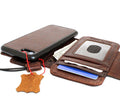 Handmade genuine Italian leather iPhone 8 wallet case with credit holder and removable cover, luxury leather phone accessory.
