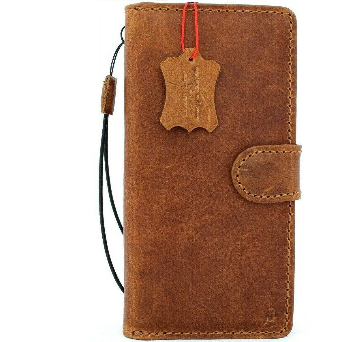 Genuine full leather Samsung Galaxy Note 10 Plus wallet case with slim design, removable slots, magnetic closure, and rubber window.