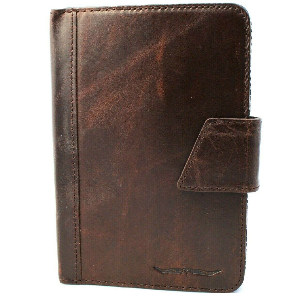 Genuine leather iPad Mini 6 case by DAVISCASE with card slots, handmade craftsmanship, and rubber accents for 2021 model.