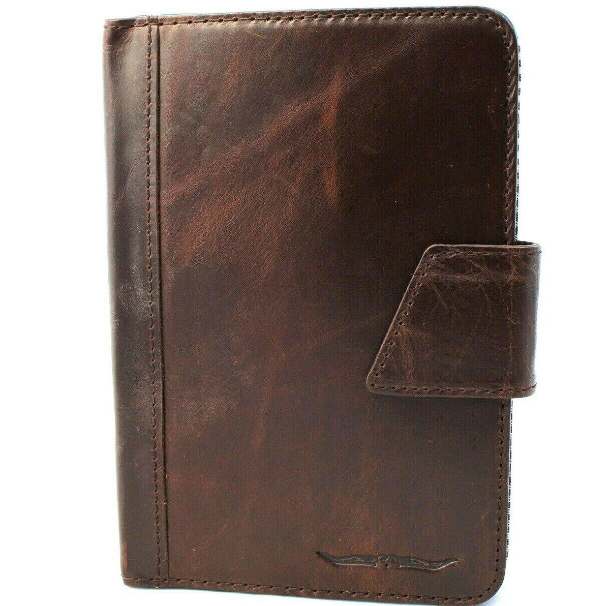 Genuine leather iPad Mini 6 case by DAVISCASE with card slots, handmade craftsmanship, and rubber accents for 2021 model.