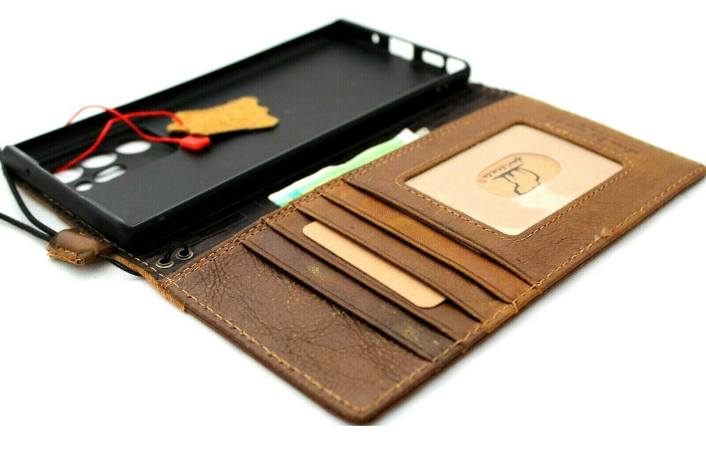 DavisCase genuine leather wallet case for Samsung Galaxy Note 20 Ultra 5G with card slots, ID window, and suede interior.