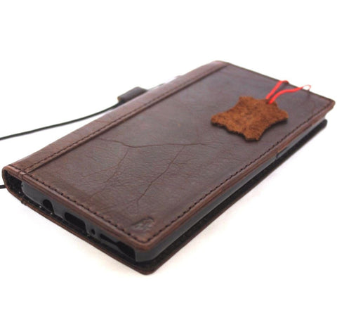 Echte Vintage-Lederhülle für Samsung Galaxy Note 8, Buch-Brieftaschen-Abdeckung, Kartenfächer, braun, schlankes Daviscase, individuelle Prägung 