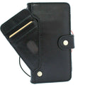Black leather Samsung Galaxy S20 case with ID window, wallet design, handmade by DavisCase, featuring rubber holder and wireless charging.
