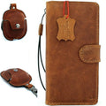 Handmade genuine leather iPhone 11 Pro Max case with wallet, credit holder, magnetic closure, and AirPods 2 holder by DAVISCASE.