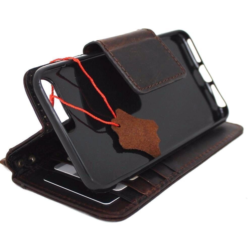 DavisCase genuine full leather iPhone 8 wallet case with magnetic closure, card slots, slim design, suitable for wireless charging