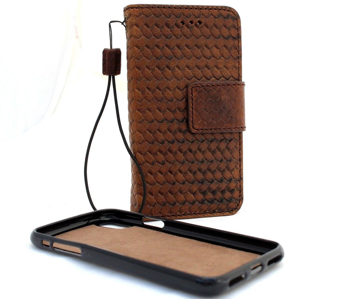 Genuine leather Apple iPhone X case cover with wallet credit holder, magnetic book style, detachable, slim luxury design by DAVISCASE