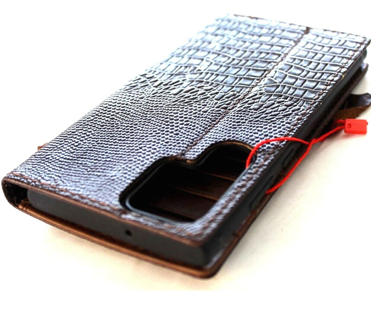 Vintage crocodile leather wallet phone case for Samsung Galaxy S24, S23, S22, S21, S20 Ultra, S8, S9, Note FE by DAVISCASE