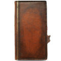 DavisCase handmade genuine leather phone case for iPhone 11-15 Pro Max, Galaxy S21 Ultra, with vintage wallet design, full grain leather.
