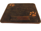 Tapis de souris en cuir véritable fabriqué à la main, doux, vintage, style rétro, patte de chien, chat DavisCase