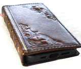 Genuine Leather Case Wallet For Apple iPhone 11 12 13 14 15 Pro Max 6 7 8 plus SE XS Book Vintage Handcraft Style Card Slots Cover Wireless Full Grain Davis luxury Bible Dark stamping