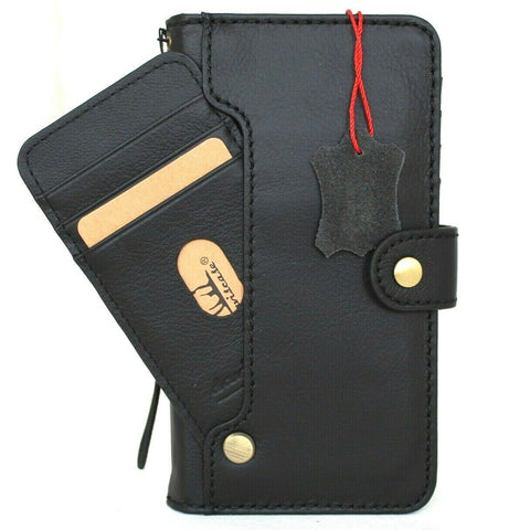 Echtes schwarzes Leder-Brieftaschenetui für Samsung Galaxy S20 FE, Buchcover, Kartenfächer, Ausweisfenster, kabelloser Ladehalter, weiches Gummi, Vintage-Stil, 5G, DavisCase 