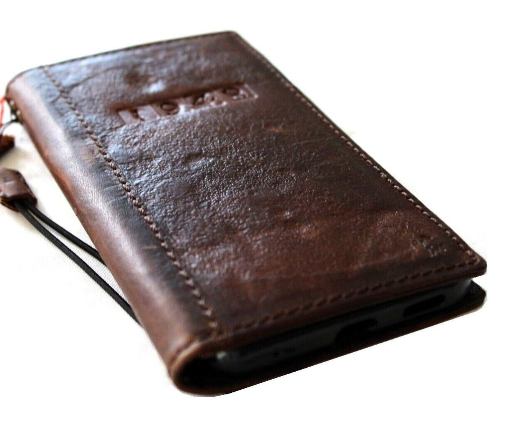 Handmade genuine leather phone case for Samsung Galaxy S22, S21, S20, S23, S24 Ultra with vintage wallet design by DAVISCASE.