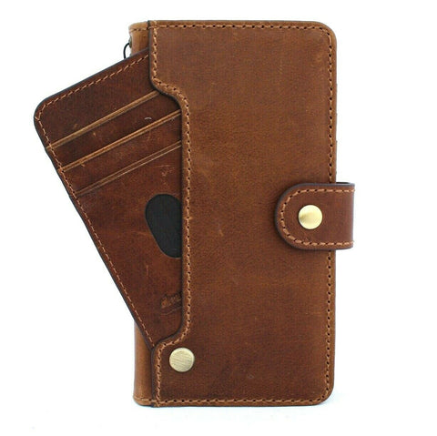 Genuine Tan Leather Case for Samsung Galaxy S21 book wallet handmade rubber Cards holder cover Wireless Charging Business DavisCase