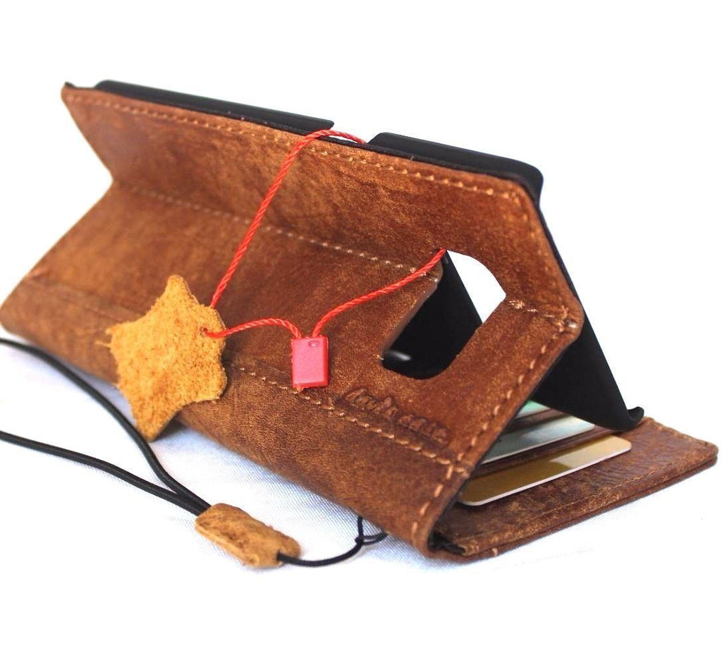 Handmade genuine Italian leather wallet case for Samsung Galaxy S8 with card slots and slim design.