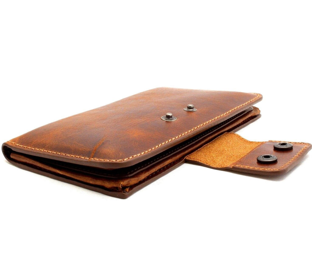 Genuine leather wallet case for LG V40, V30, G7 by DAVISCASE with 8 card slots, slim design, closure cover, in black.