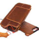 Étui en cuir véritable pour Iphone 8, couverture de livre, portefeuille de cartes magnétique mince Davis Classic Art détachable