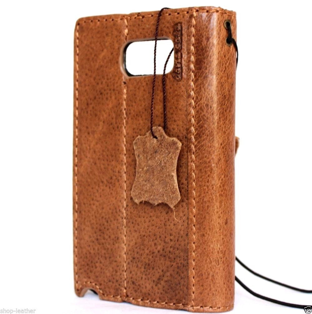 Genuine full leather phone case for Samsung Galaxy Note 5, handmade luxury book wallet cover with slim design.