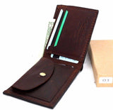 Men's natural Leather wallet 4 Credit Card Slots 1 Bill Compartment Bifold Slim brown daviscase
