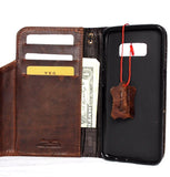 Schutzhülle aus echtem Leder, passend für Samsung Galaxy S8, Buch-Brieftaschen-Cover, 8 Magnetverschluss