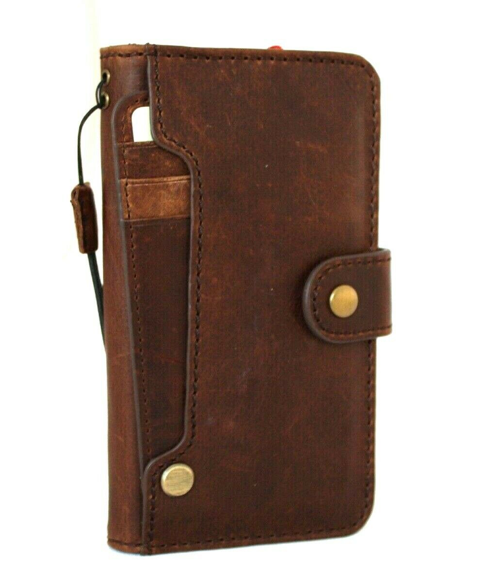 Genuine dark leather iPhone 12 Pro case by DAVISCASE with wallet style, ID window, credit card slots, soft full grain leather.