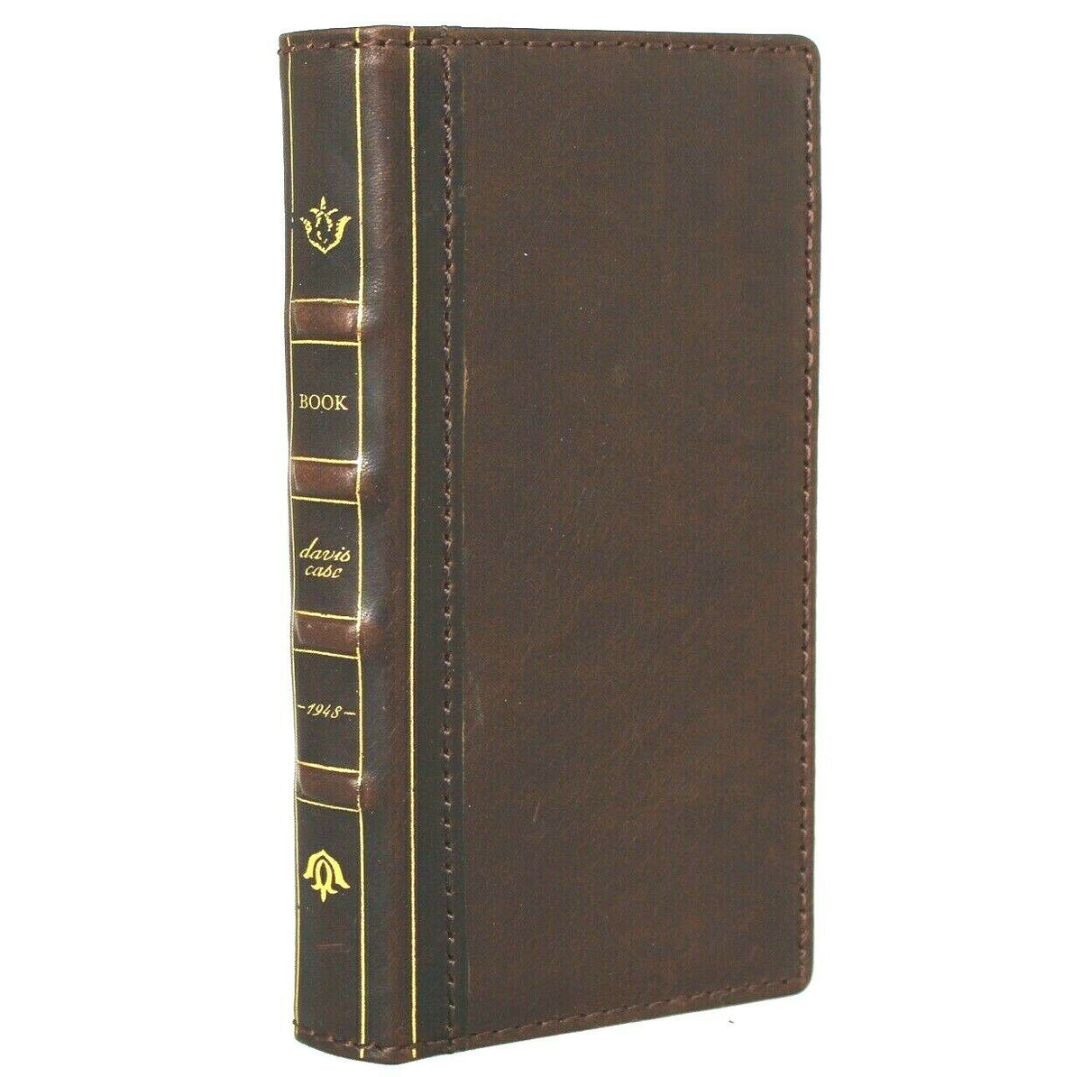 DavisCase genuine leather book wallet case for Samsung Galaxy S21 Ultra 5G with ID window, card slots, Bible design, and rubber stand.