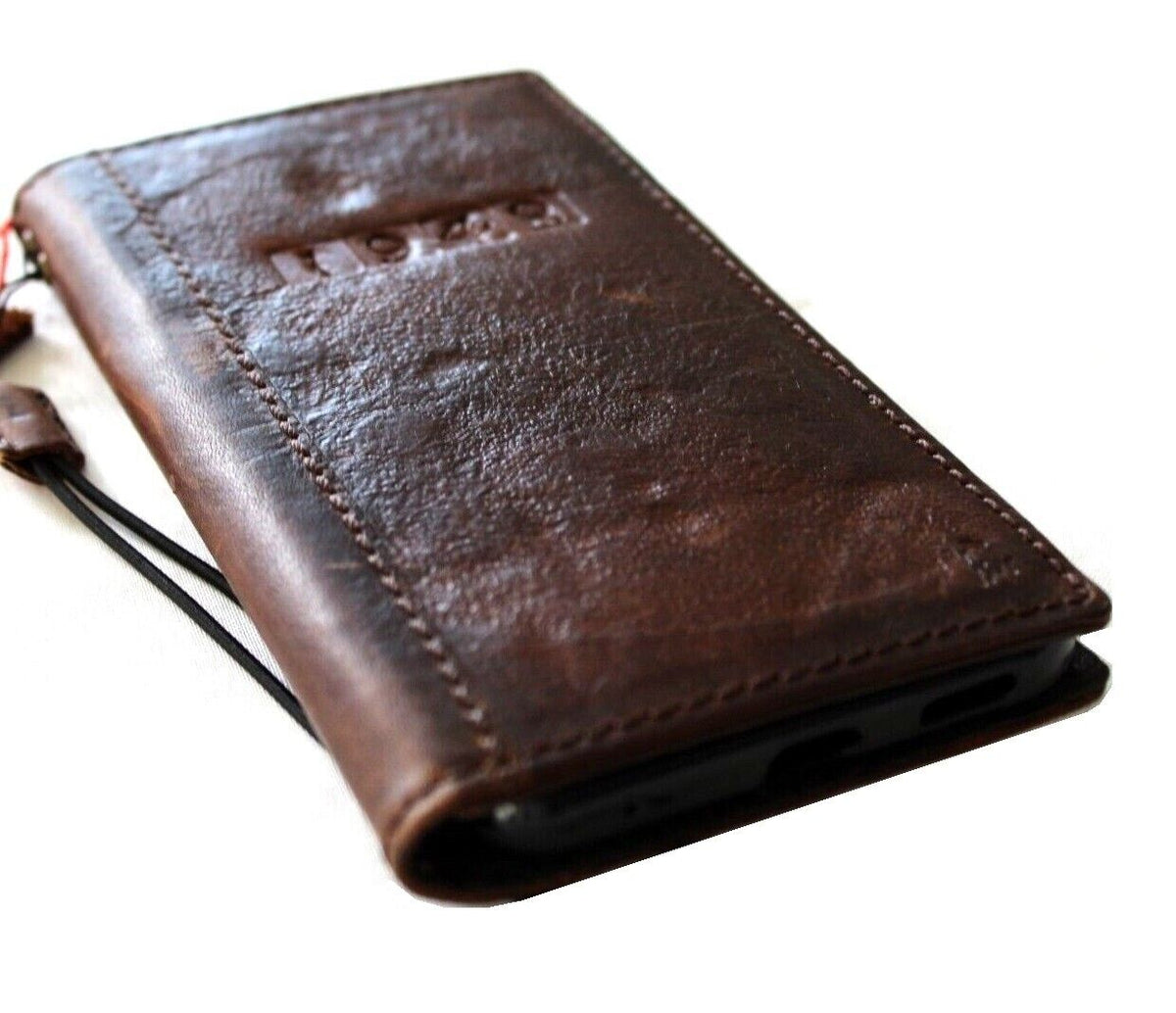 Genuine leather Google Pixel 7 Pro case with book wallet design, rustic retro style, stand feature, wireless charging compatible, IL Davis 1948