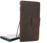 Genuine Vintage leather case for Samsung Galaxy Note 10 PLUS book wallet soft Removable holder slots rubber stand window detachable magnetic Dark brown