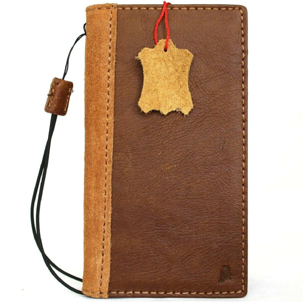 DavisCase genuine leather wallet case for Samsung Galaxy S21 with card slots, ID window, suede design, and wireless charging compatibility