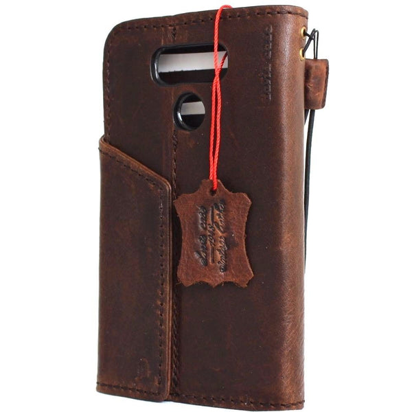 Véritable étui en cuir véritable pour LG G6 livre walle couverture fait main luxe magnétique 6 marron