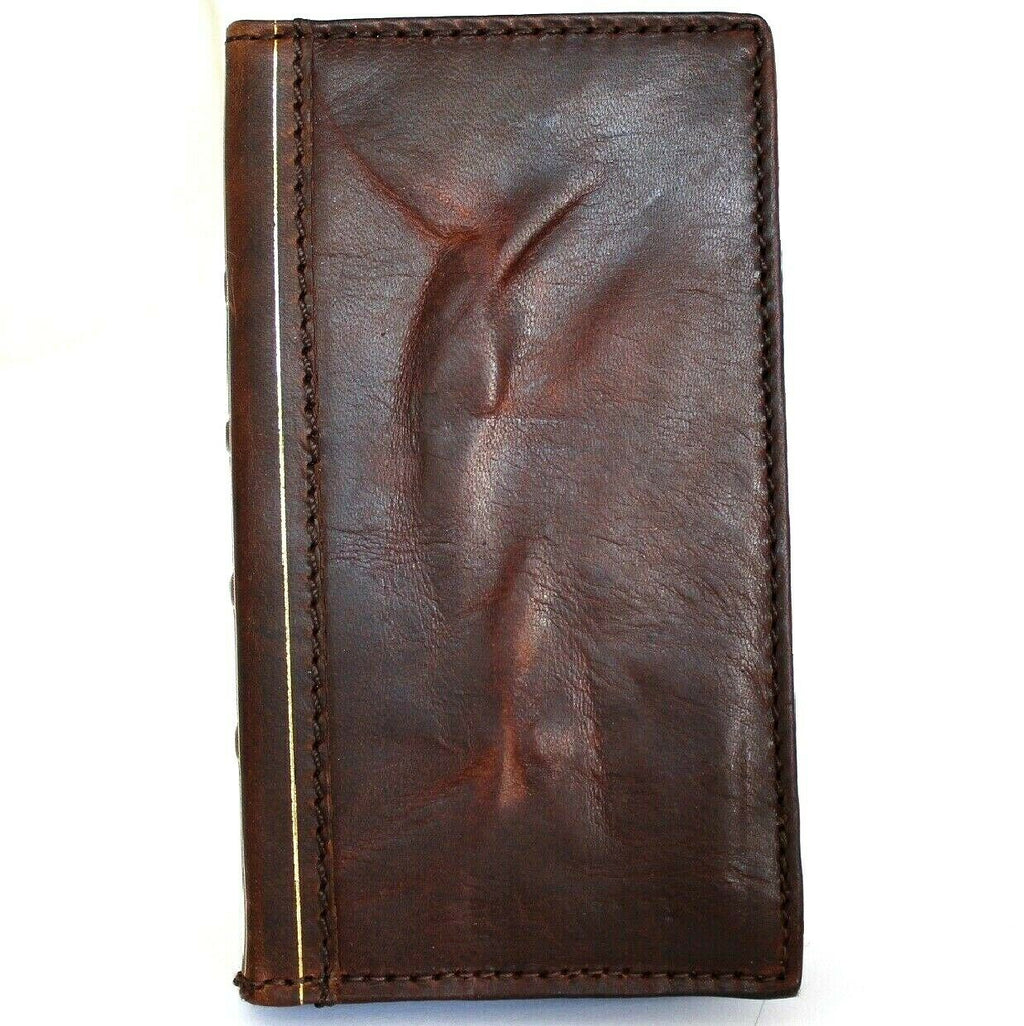 Handmade DAVISCASE leather phone case with wallet, mini Bible, and credit card slots for iPhone 11-15 Pro Max, Galaxy S9, Note 5G.