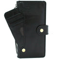 DavisCase genuine black leather wallet case for Samsung Galaxy Note 20 5G with ID window and card holder, soft and luxurious design.