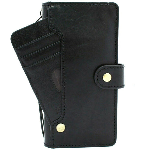 DavisCase genuine black leather wallet case for Samsung Galaxy Note 20 5G with ID window and card holder, soft and luxurious design.