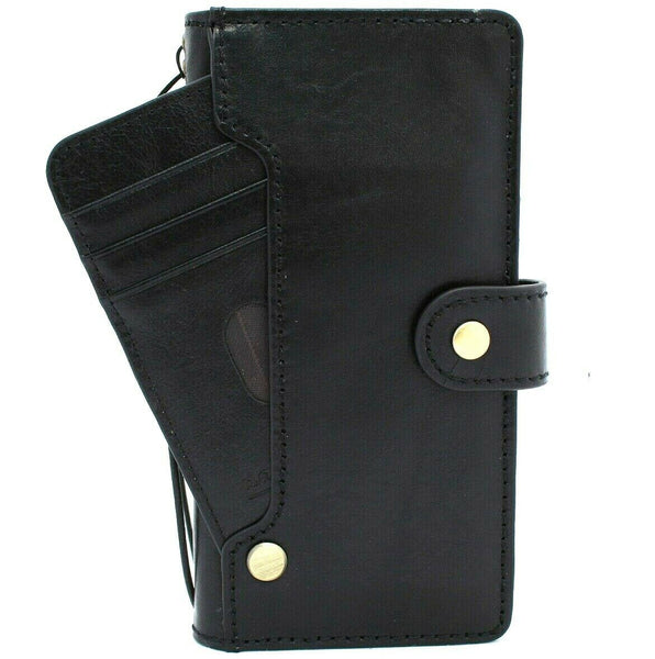 Genuine Black Leather Case for Samsung Galaxy Note 20 5G Book Soft Wallet Cover Cards Holder Luxury Rubber ID window Davis Vintage Wireless Charging