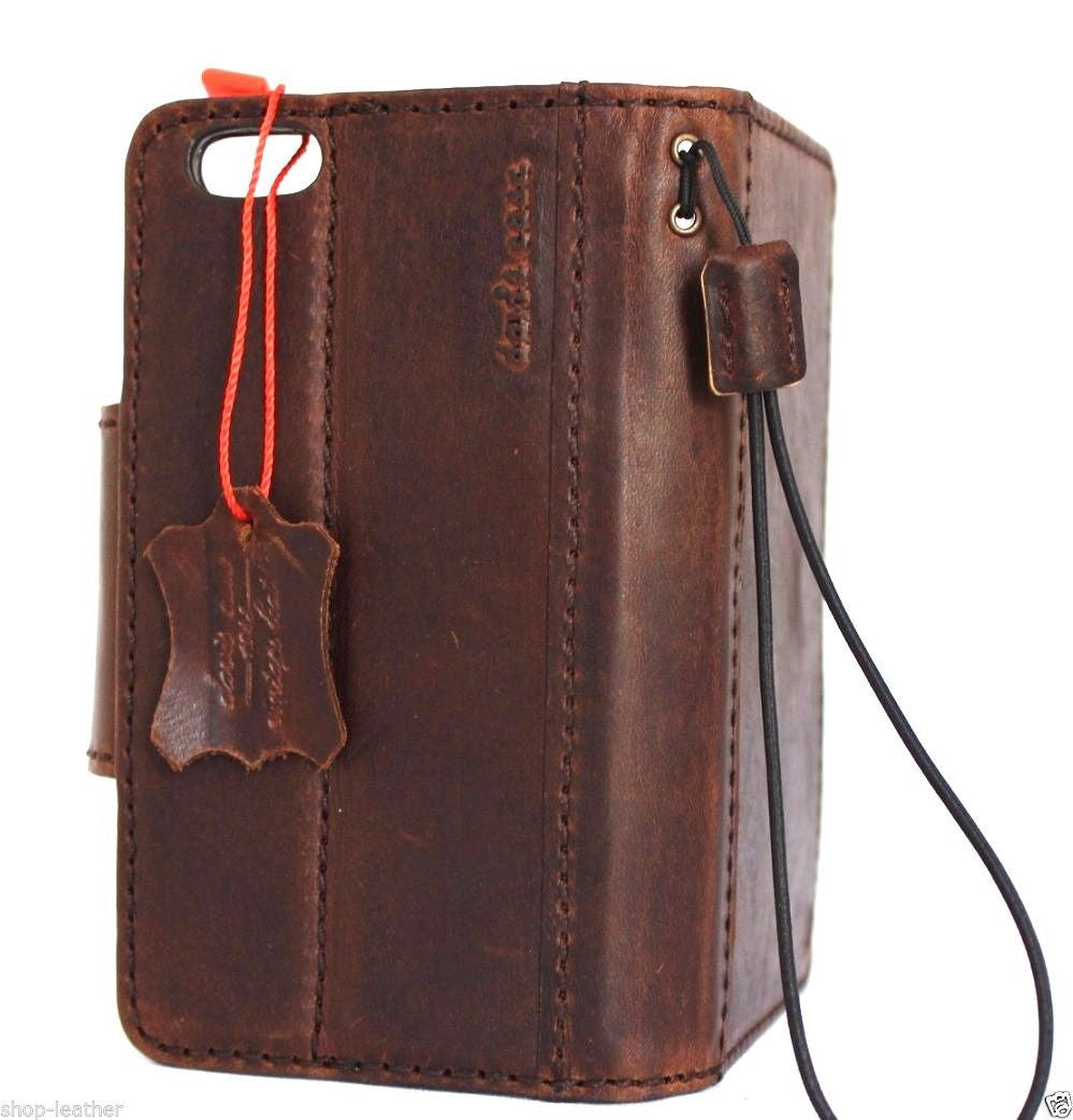 Handmade genuine Italian leather iPhone 6/6s wallet case with magnetic closure and credit card holder, designed for secure phone protection.