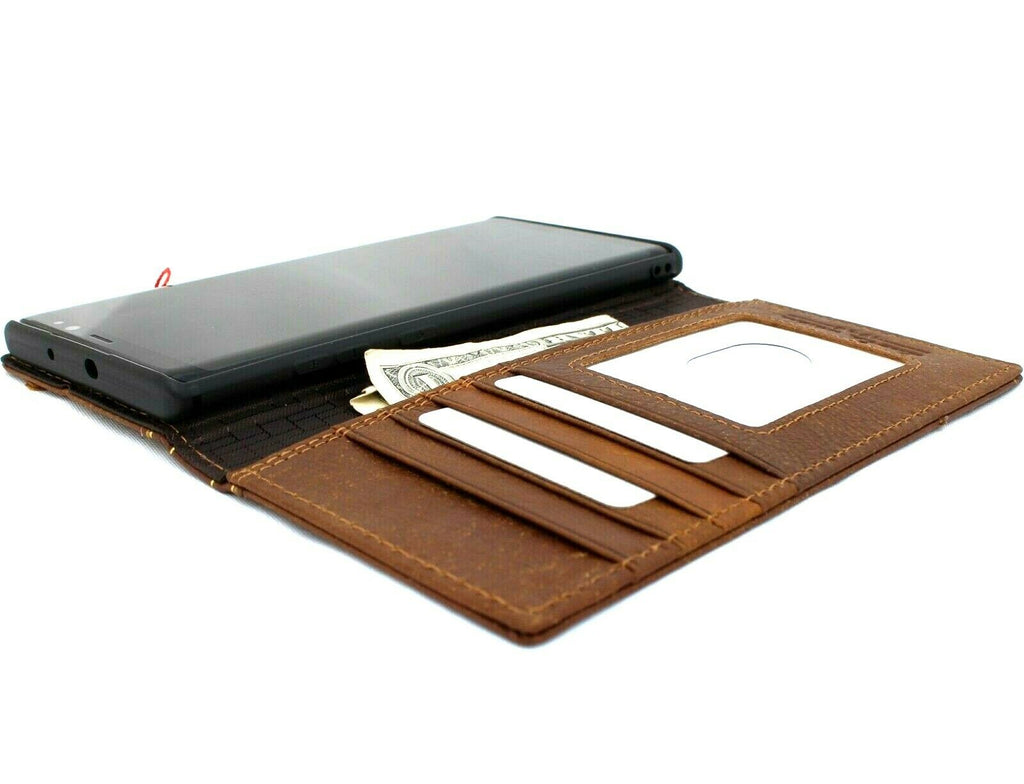 Handmade genuine leather Bible book wallet case for Samsung Galaxy Note 10 Plus, featuring soft slots and slim luxury design.