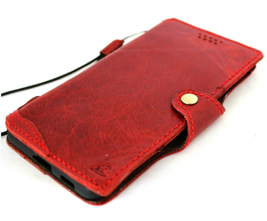 Genuine vintage red leather Samsung Galaxy S21 Plus 5G wallet case with card holder and soft rubber interior by DavisCase.