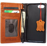 Echtes braunes Leder für iPhone 8, klassische Hülle, Brieftasche, Kredithülle, Buch, Luxus-Gummi, Davis
