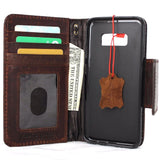 genuine real leather Case For Samsung Galaxy S8 book wallet magnet closure cover cards slots brown handmade s 8 daviscase